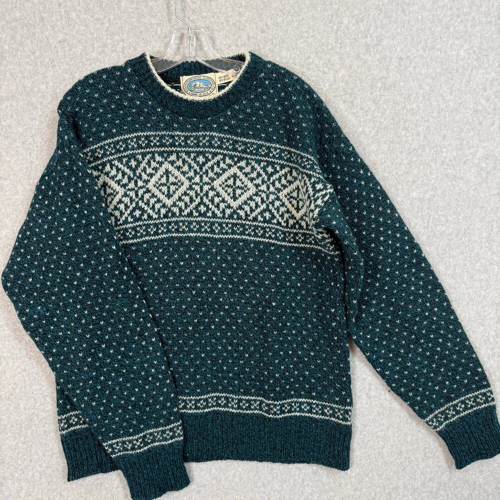 Environmental Clothing Fair Isle Wool Sweater Size L Cabincore Classic USA